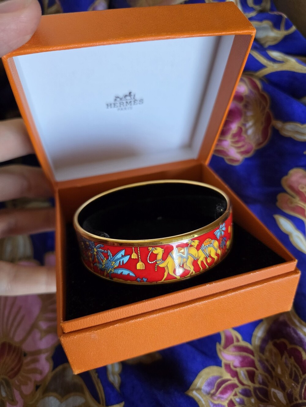 Hermes Camel Gold Plated Bangle